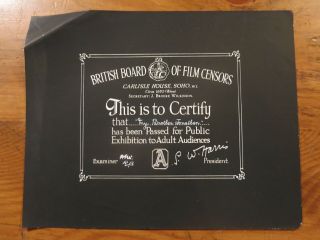 British Bbfc Film Certification Card My Brother Jonathan 1948 Michael Denison
