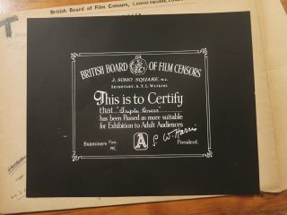 British Bbfc Film Certification Card Triple Cross 1966 Romy Schneider Gert Frobe