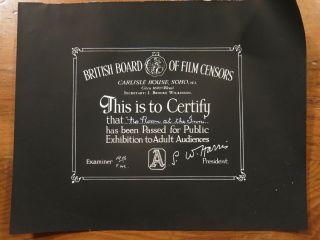 British Bbfc Film Certification Card No Room At The Inn 1948 Freda Jackson