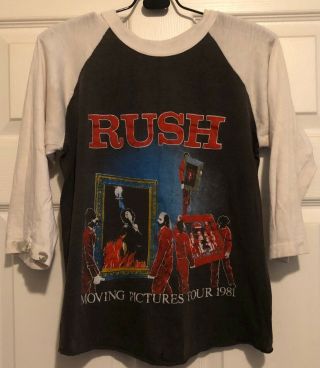 Rush Moving Pictures Tour 1981 Rare Vintage Concert Baseball Style Shirt