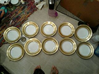 10x Limoges Wg And Co Bowls White And Gold