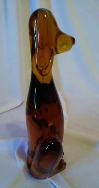Vintage VIKING Honey Amber Art Glass Floppy Eared Dog Statue Figurine 5