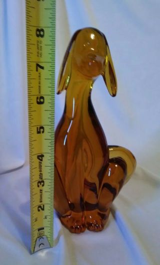 Vintage VIKING Honey Amber Art Glass Floppy Eared Dog Statue Figurine 7