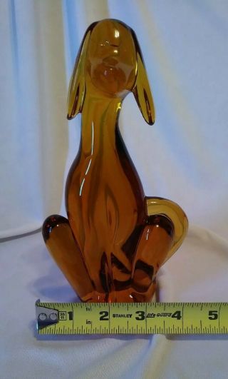 Vintage VIKING Honey Amber Art Glass Floppy Eared Dog Statue Figurine 8