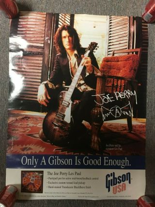 Vintage Joe Perry/gibson Guitar Poster/ad Les Paul Aerosmith Heavy Metal Rock