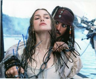 Autographed Johnny Depp & Keira Knightley Signed 8 X 10 Photo