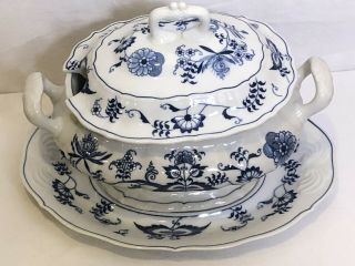 BLUE DANUBE Soup TUREEN w/LID AND UNDERPLATE Onion 12 