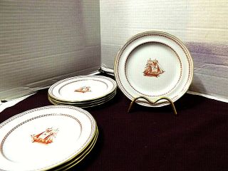 Spode Copeland Trade Winds Red (8) Bread & Butter Plates