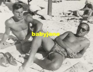 006 Tennessee Williams Frank Merlo In Bathing Suits At The Beach Beefcake Photo