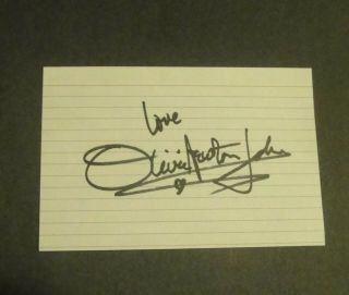 Olivia Newton John Signed 4x6 Index Card Autograph - Grease Actress/ Singer