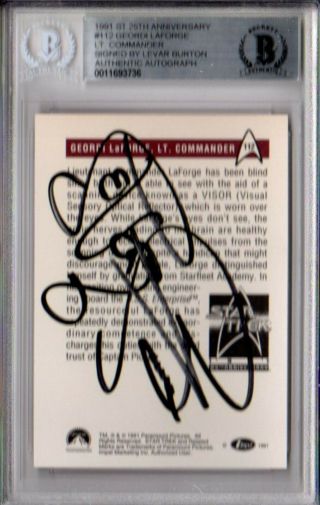 Beckett Levar Burton Autographed - Signed 1991 Impel Star Trek Trading Card 693736