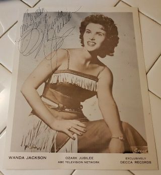 1956 Rockabilly Queen Wanda Jackson Signed Decca Records Photo Elvis Presley