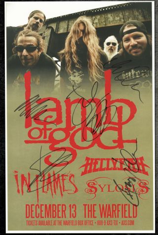 Lamb Of God Autographed Gig Poster John Campbell,  Chris Adler,  Randy Blythe