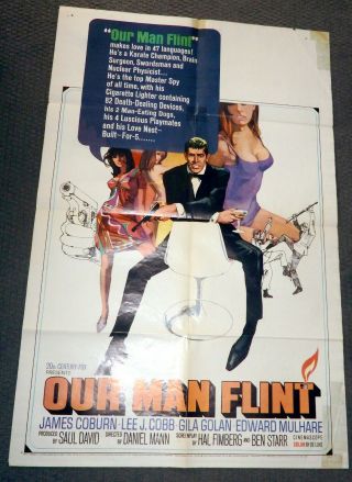 1966 Our Man Flint 27x41 Movie Poster James Coburn Spy Film