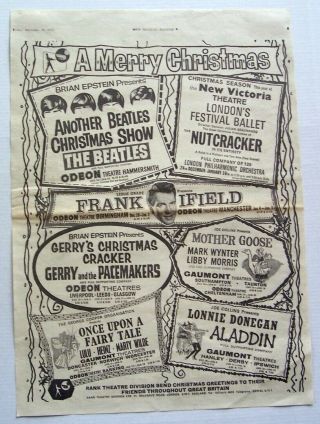 The Beatles 1964 Poster Advert Another Christmas Show Concert Brian Epstein