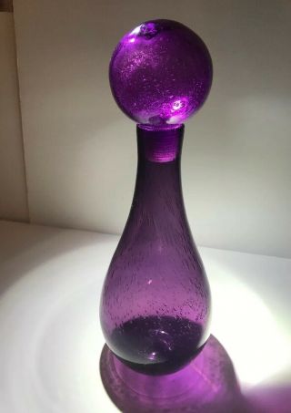 Mid Century Control Bubble Art Glass Amethyst Purple Decanter Bottle - Emoli?
