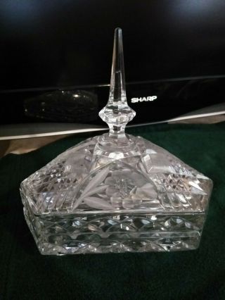 Rare Vintage Imperlux Hand Cut Lead Crystal Footed Candy Dish,  German Republic