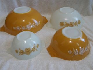 4 Pc Set Vintage Pyrex Butterfly Gold Cinderella Mixing Bowls Euc