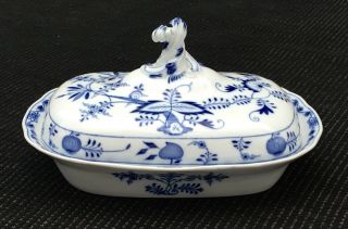 Antique Meissen Blue Onion Covered Dish Internal Divider 1815 Mark 2nd Quality