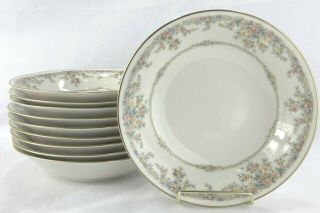 Noritake Gallery Coupe Soup Salad Bowls 8 " Ivory Floral Gold 7246 (set Of 10)