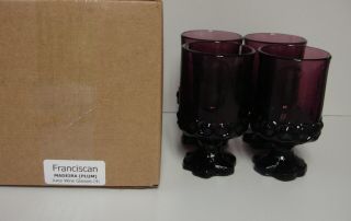 Tiffin Franciscan Madeira (plum) Juice Wine Stems Set/ 4 More Avail