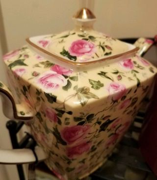 VINTAGE FLORAL TEAPOT ARTHUR WOOD & SON Staffordshire England With Tag 2