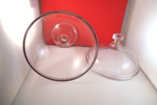 Vintage EAPG Clear Glass Covered Compote Ribbed Ridged 8