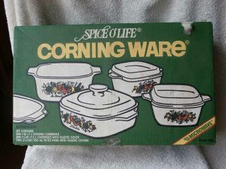 Vintage Nib Nrfb Corning Ware Spice O Life 7 Pc Casserole Petite Pan Set