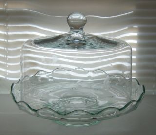 Princess House Heritage Crystal Clear Footed Cake Plate Stand Dome Cover