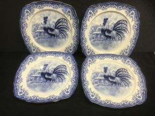William James Farm Yard Rooster Set Of 4 Salad Plates Square Tabletops Unlimited