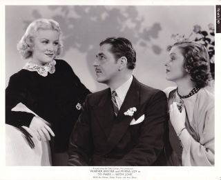 Myrna Loy Claire Trevor Warner Baxter Vintage To Mary With Love Photo