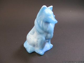 Mosser Collie / Sheltie Light Blue Swirl Slag Glass Dog Figurine Paperweight