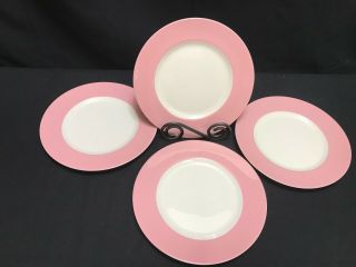 Carole Stupell " Pink " (no Trim) Set Of 4 Salad Plates 8 1/2 "