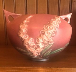 Roseville Pottery Pink Foxglove Rose Bowl 418 - 4”