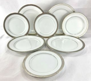 Noritake Crestwood Platinum (4) Dinner Plates & (4) Salad Plates 4166 (8 Pc Set)