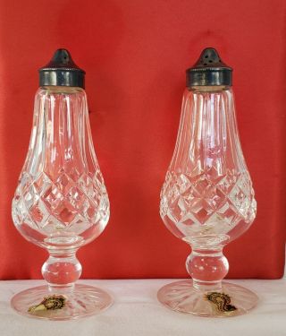 Vintage Waterford Crystal Salt And Pepper Shakers With Silver Tops