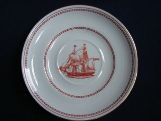 Set of 2 Spode RED TRADE WINDS Cream Soup Bowls & Saucers Clipper Ships 3