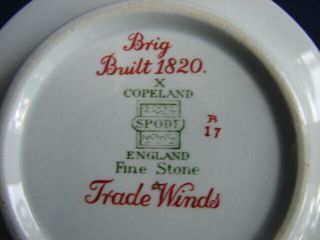 Set of 2 Spode RED TRADE WINDS Cream Soup Bowls & Saucers Clipper Ships 6
