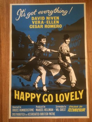 Happy Go Lovely 1951 British Film Poster David Niven Cesar Romero