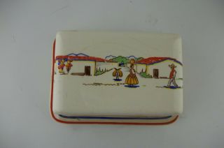 Vintage Harker Pottery Monterey Art Deco Lidded Butter Dish with Lid 2
