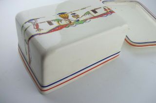 Vintage Harker Pottery Monterey Art Deco Lidded Butter Dish with Lid 4