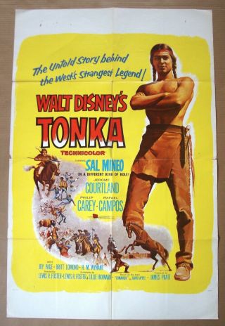 Tonka Custer’s Last Stand Walt Disney Sal Mineo 27x41 Western Movie Poster