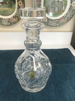 Vintage 9 5/8 " Waterford Wat10 Cut Crystal Decanter W/stopper Wlabel