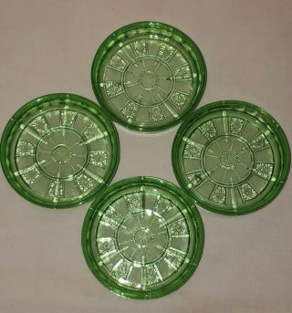 4 Jeannette Doric Green 3 " Coasters