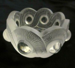 Vintage Lalique France Crystal Gao Pattern Ashtray / Candy Dish