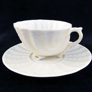 Neptune Tea Cup & Saucer Belleek Parian Porcelain Made In Ireland