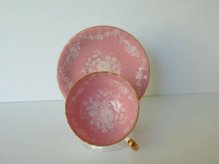 Aynsley Pink White Roses Cup & Saucer Set