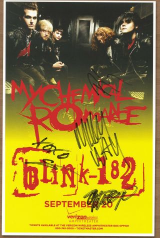 My Chemical Romance Autographed Gig Poster Mikey Way,  Gerard Way,  Ray Toro