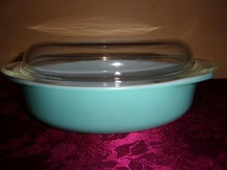 Pyrex vntg 1950 ' s turquoise round cake pan HTF VGUC 221 8 - 1/4 