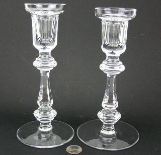 Pair Signed Waterford Irish Crystal Curraghmore 8 " Candlesticks Candle Holders
